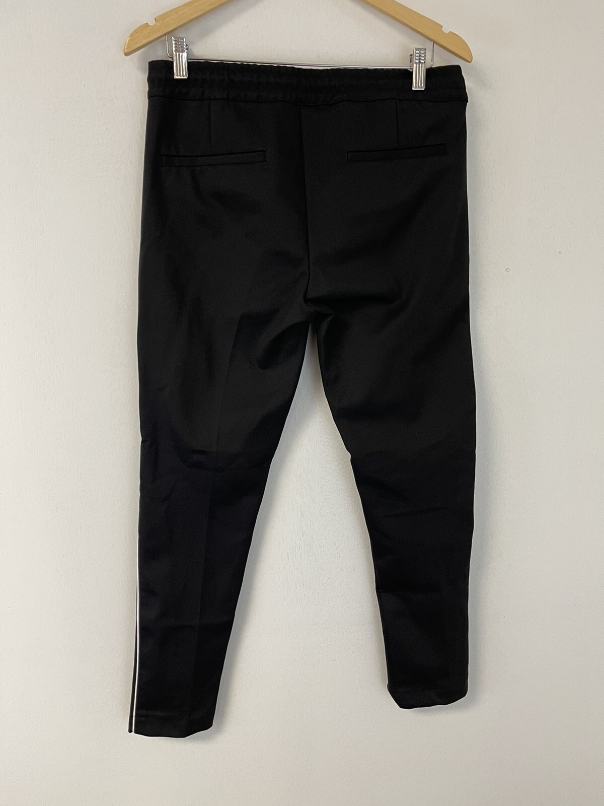 River Island Sweatpants Men 34×29 Black Super Skinny Side Trim Zip N202