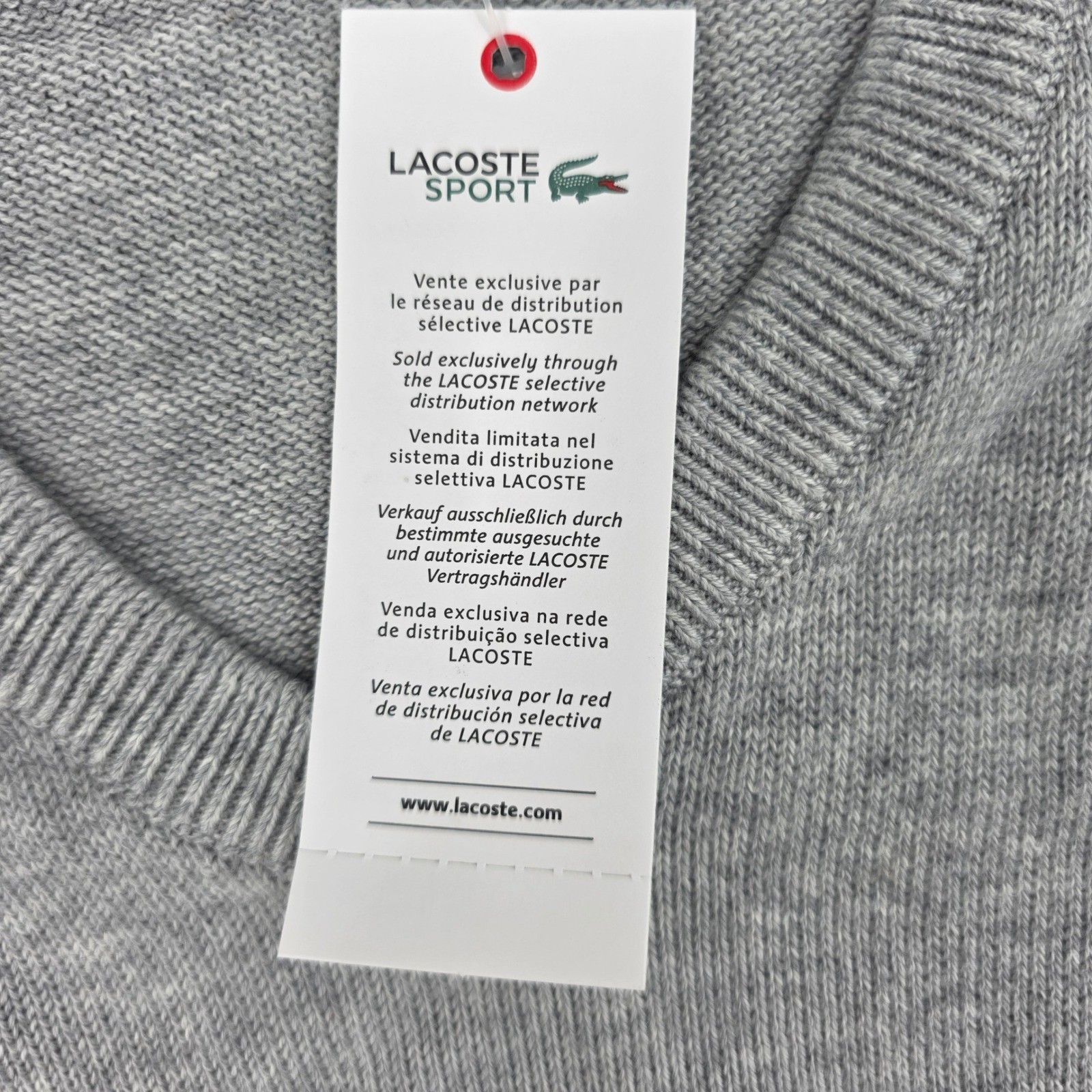 Lacoste Sport Mens Grey Cotton V-Neck Sweater Vest AH9330 4XL NWT