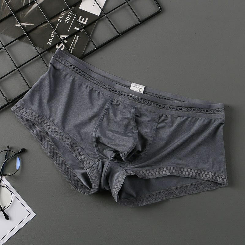 Mens Underwear Sexys Briefs Ice Silk Panties Low-Rise U-Convex Pouch Underpants