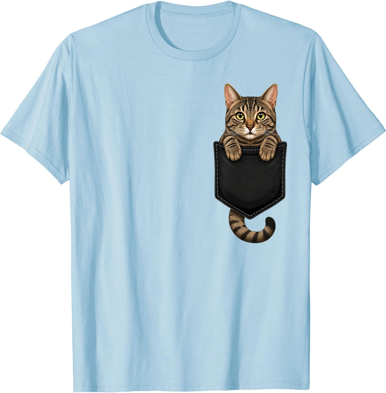 Brown Tabby Cat Lover Cute Pocket Cat Mom T-Shirt