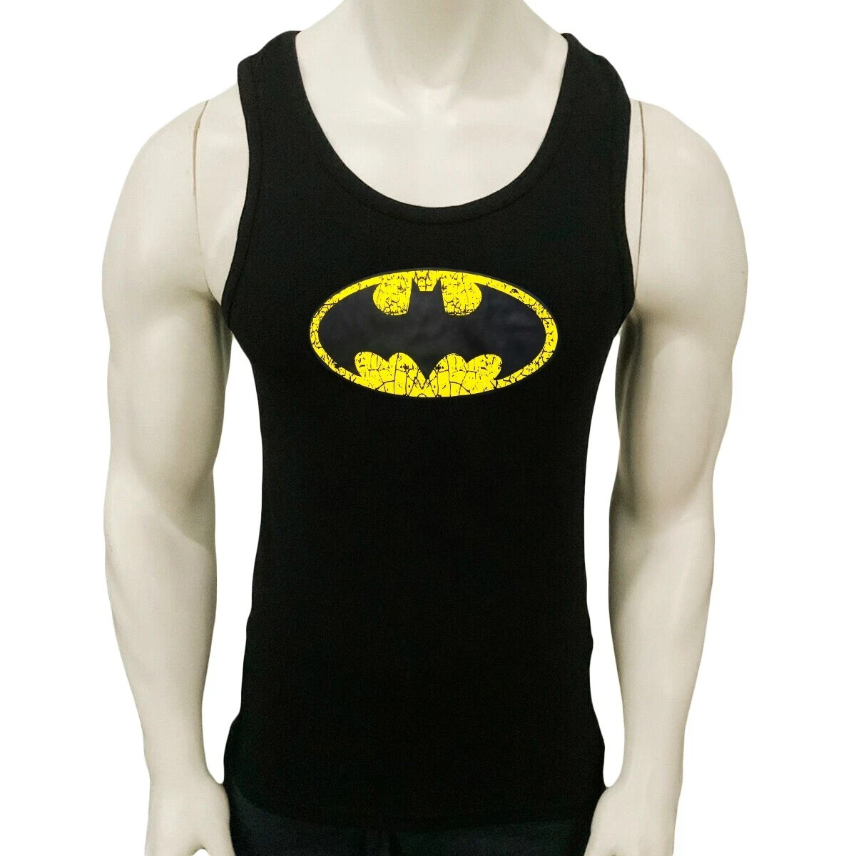 NWT BATMAN MARBLED CLASSIC LOGO COMIC MEN’S SLEEVELESS TANK TOP
