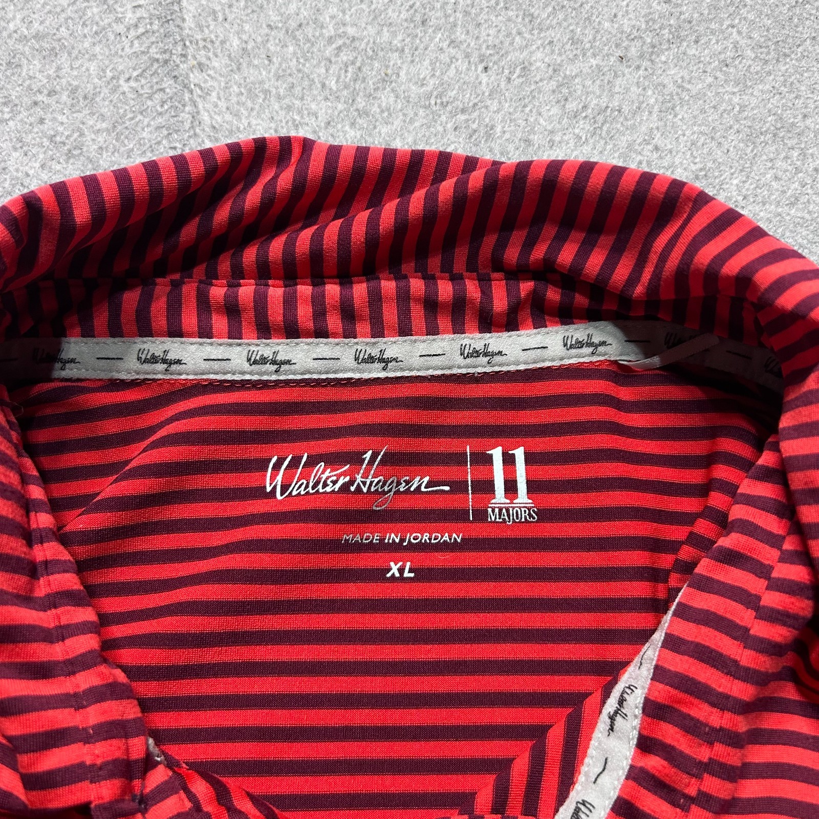 Walter Hagen Golf Polo Shirt Mens XL Red Striped Performance Stretch Casual