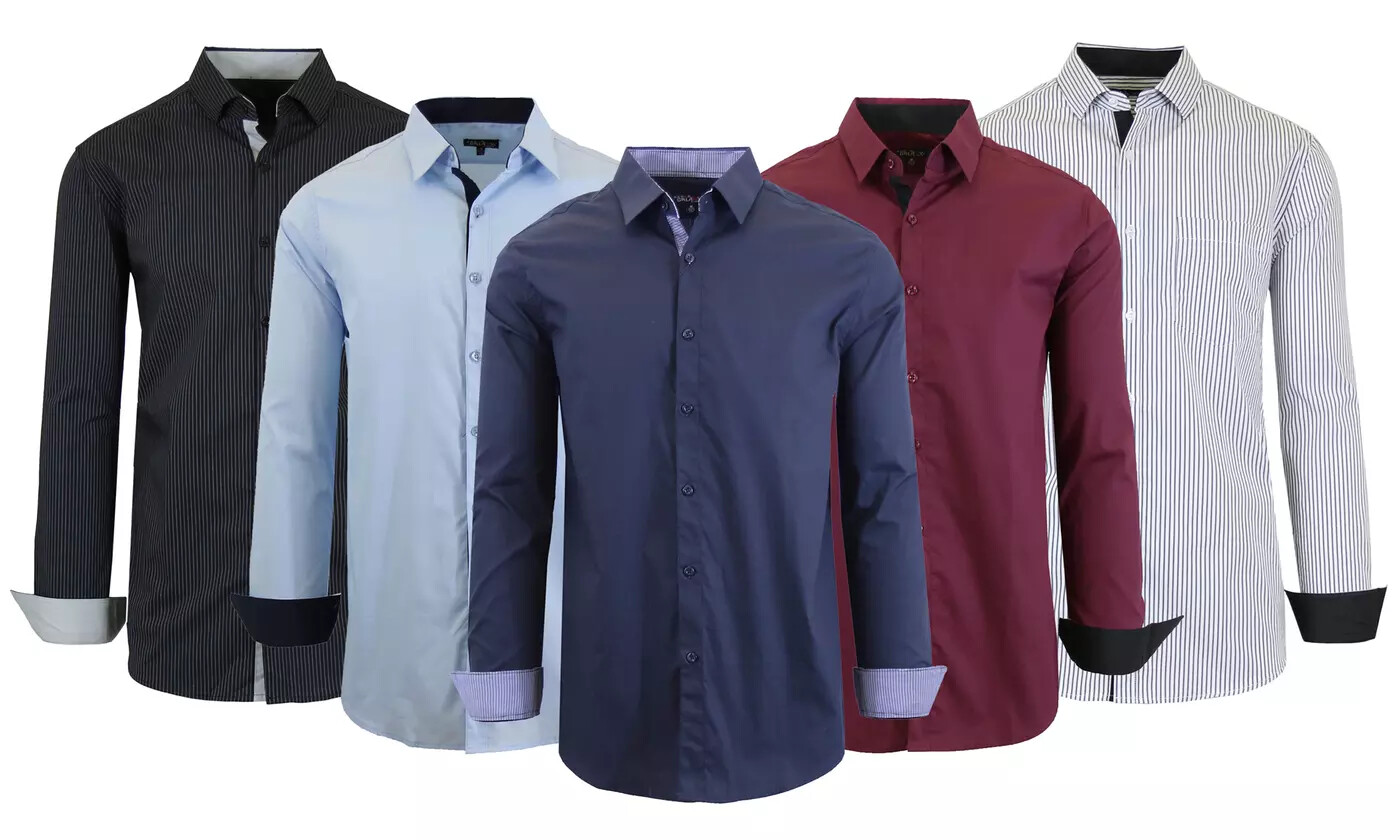 Men’s Button-Down Long Sleeve Solid Dress Shirts * Choose Color/Size * BRAND NEW