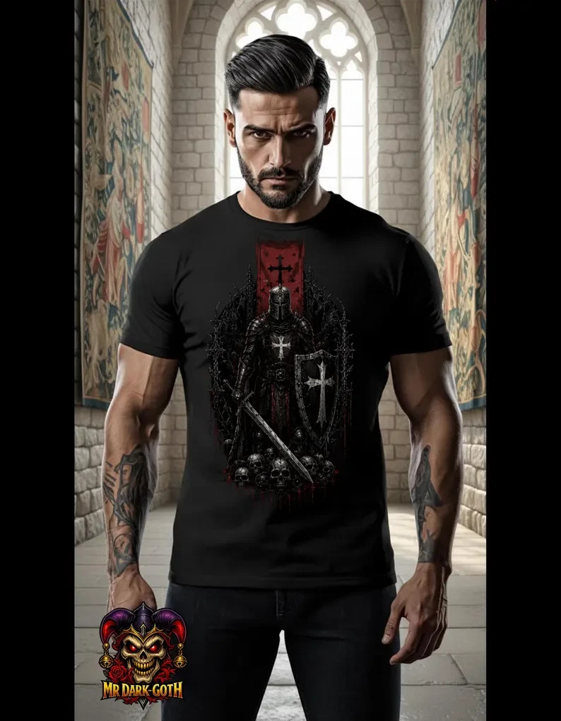 Dark Templar Knight – Crusader Cross Sword Gothic Skull Warrior Art