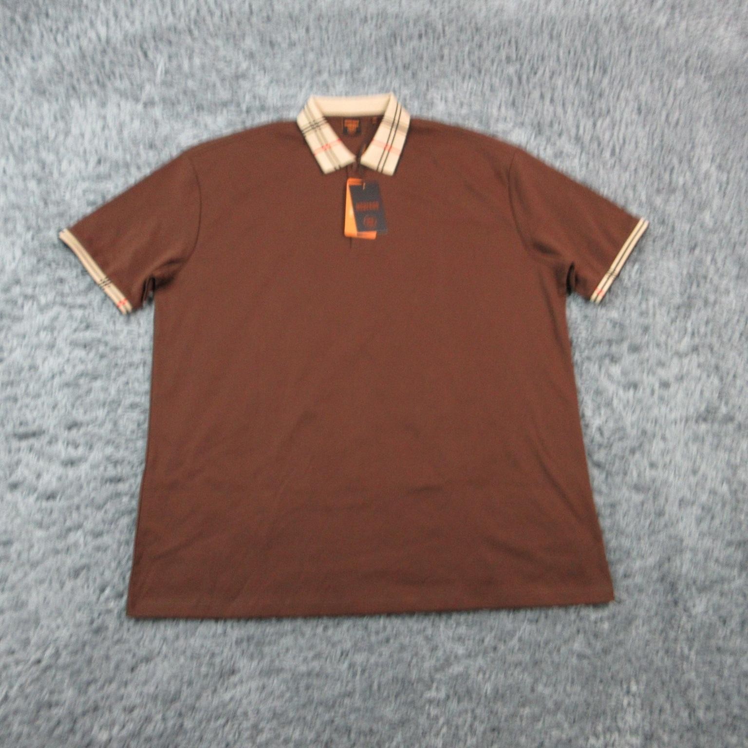 Moderno Polo Shirt Mens 3XL Brown Cotton Spandex Stretch Contrasting Trim NWT