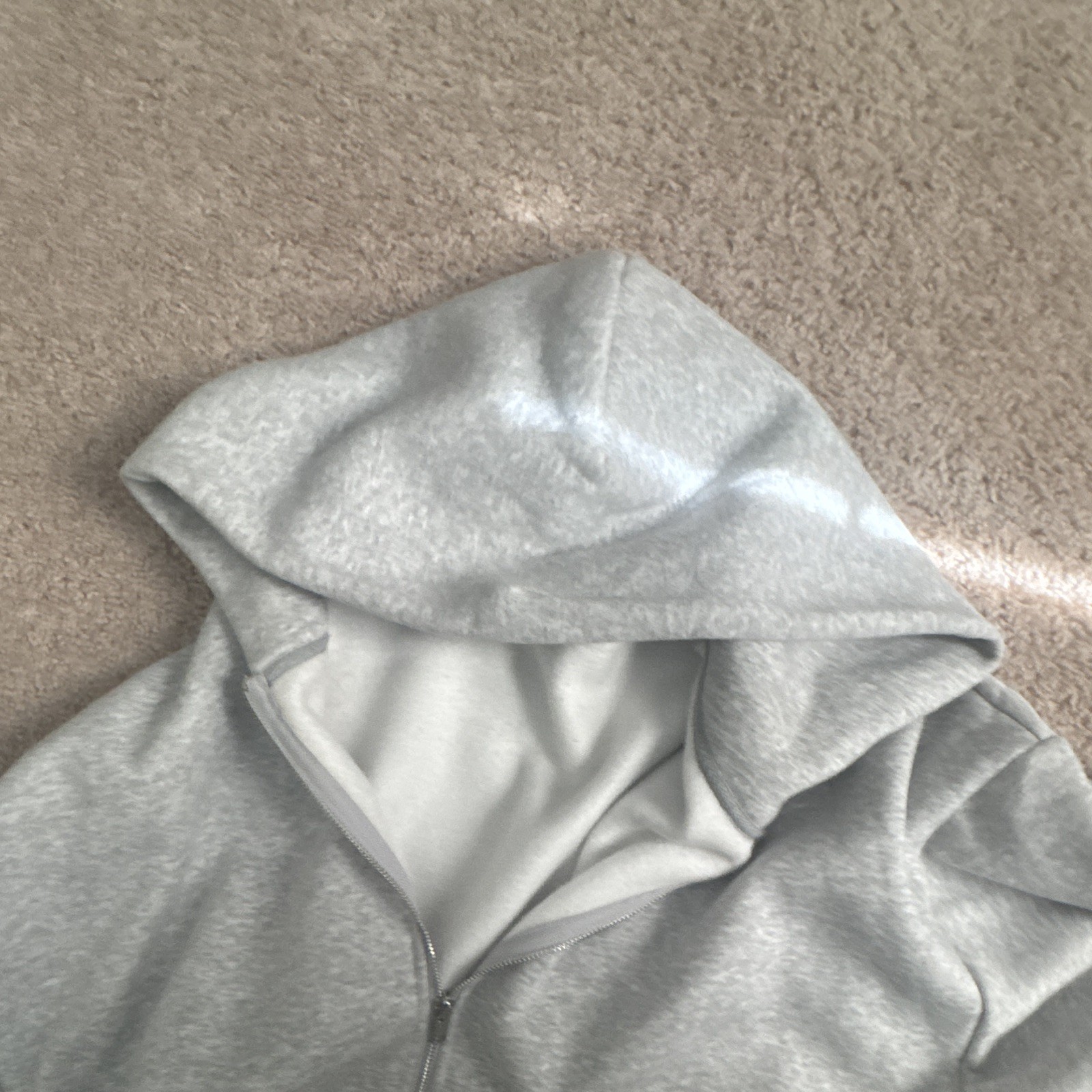 Lucid Blanks Gray Full Zip Fleece Hoodie w/ Pockets, Solid, Size XL