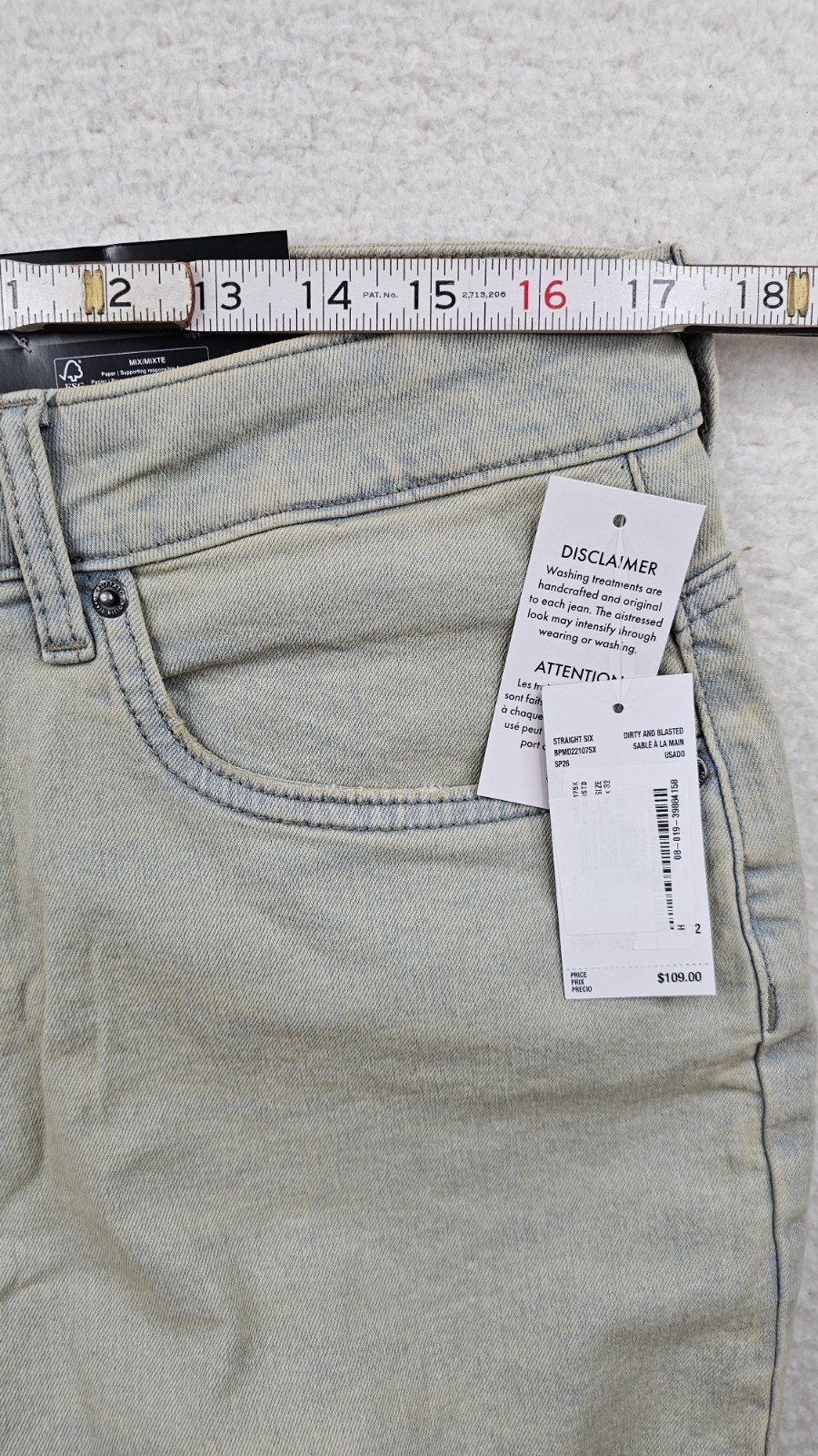 Buffalo David Bitton Straight Six Stretch Jeans Mens Light Wash PICK YOUR SIZE