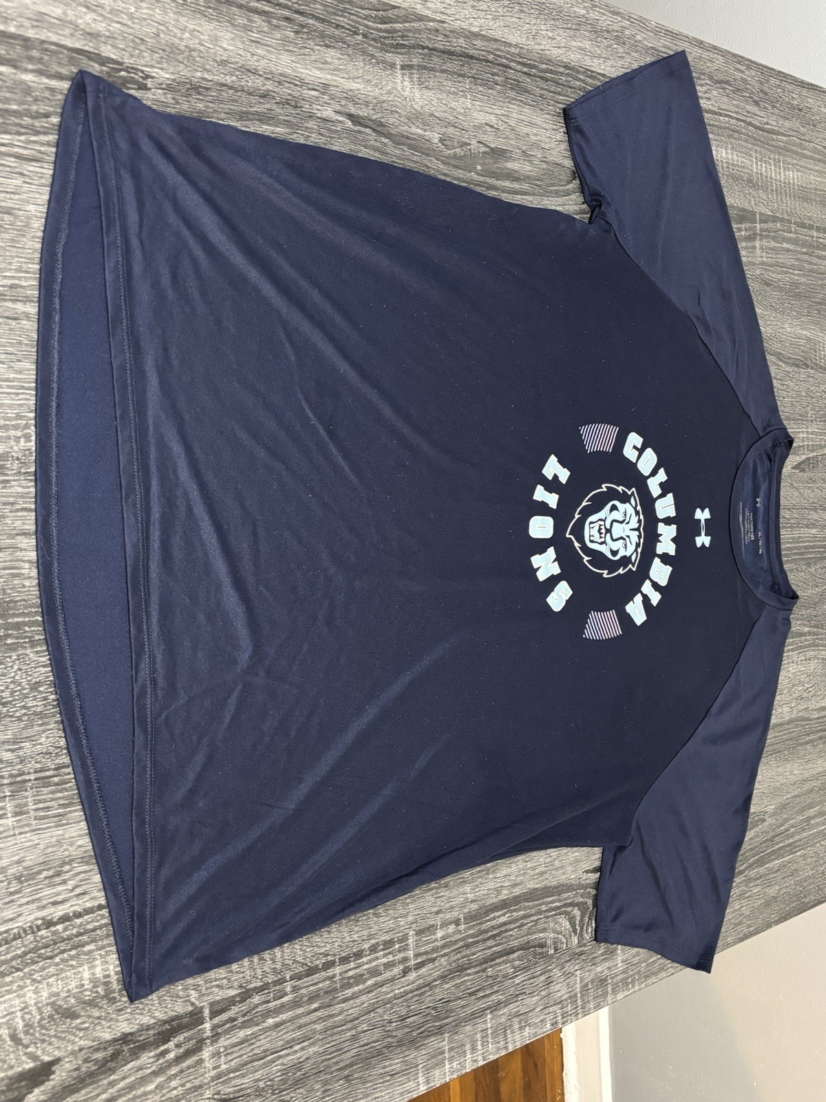 Under Armour UA Tech Blue Graphic Logo Crew Neck Raglan Loose T-Shirt Men XL