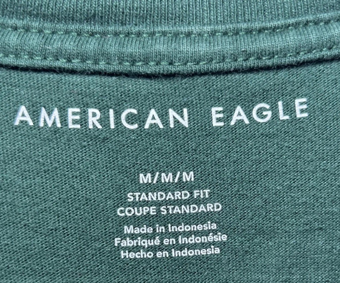 American Eagle Outfitters Shirt Men’s Medium Green AE USA Globe Graphic Tee
