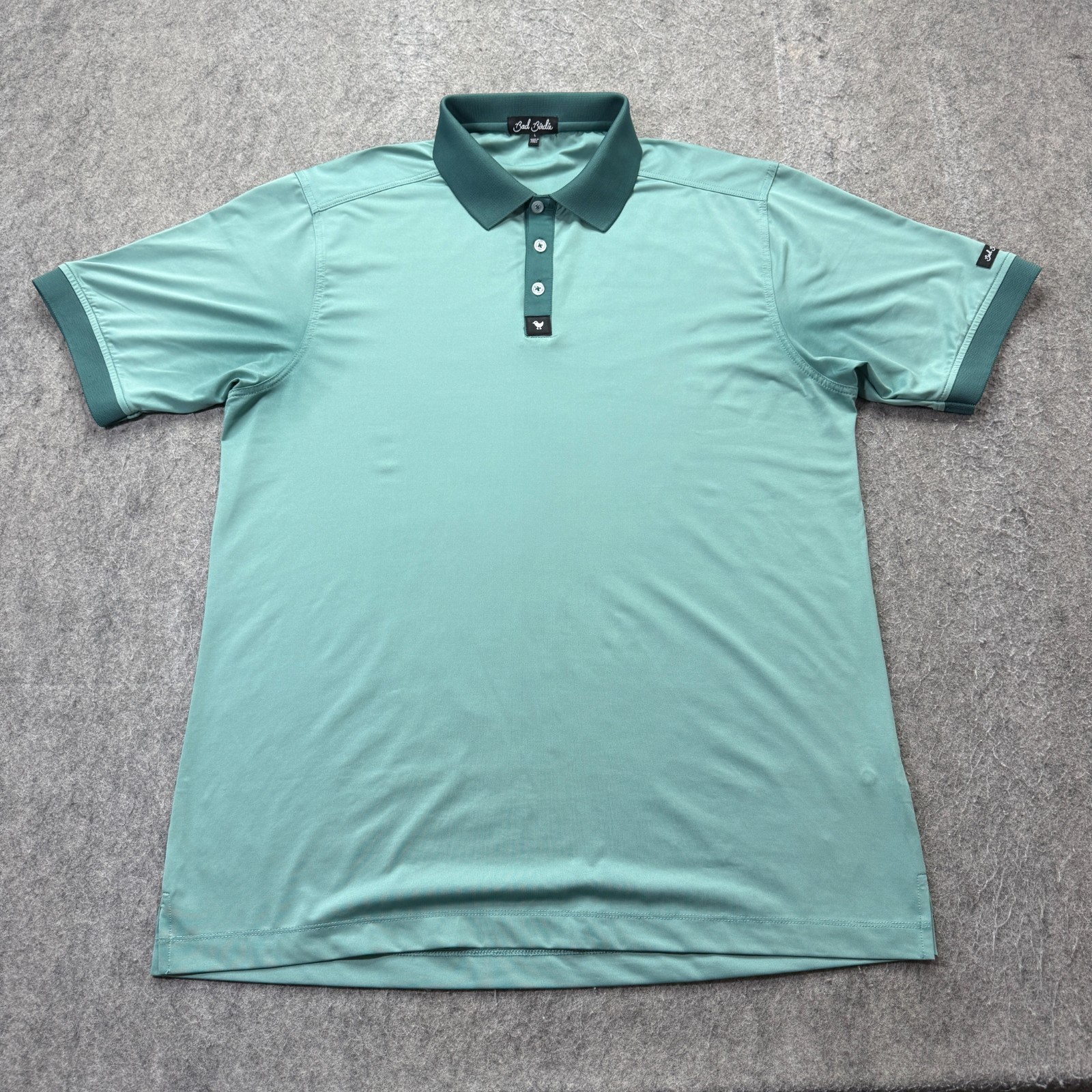 Bad Birdie Polo Shirt Men L Seafoam Green Teal Contrasting Trim Stretch