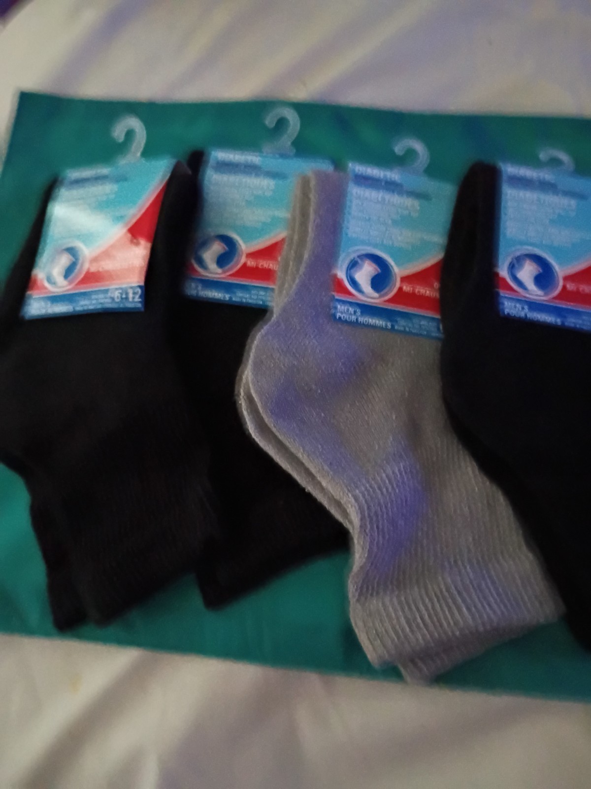 Socks,Mens Diabetic Comfort Socks,(4) Pair,Gray,Black,Size 6-12,New