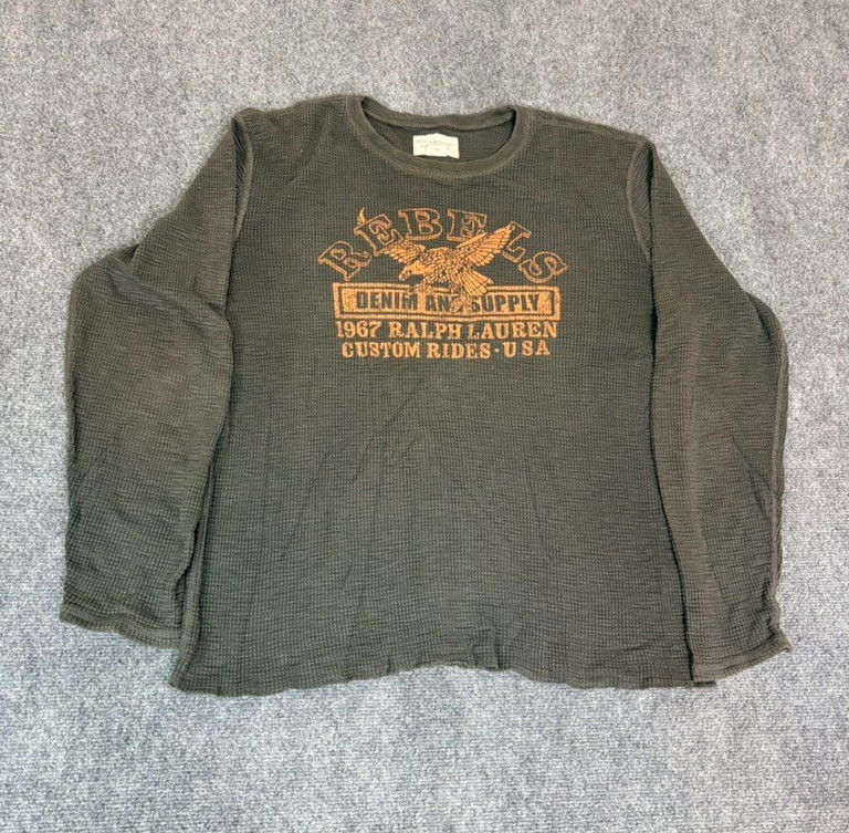 Denim & Supply Ralph Lauren “Rebels “Gray Crewneck Sweater Waffle Knit Size XL