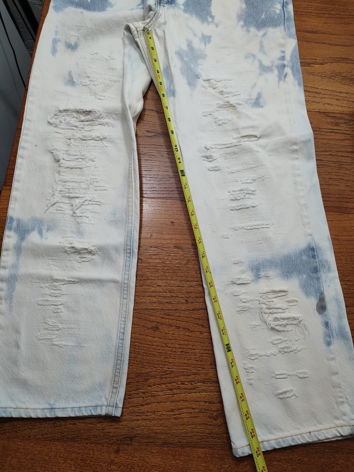 Vtg Levi’s Strauss Bleached Indigo Jeans Regular Straight Distressed Mens 34×30