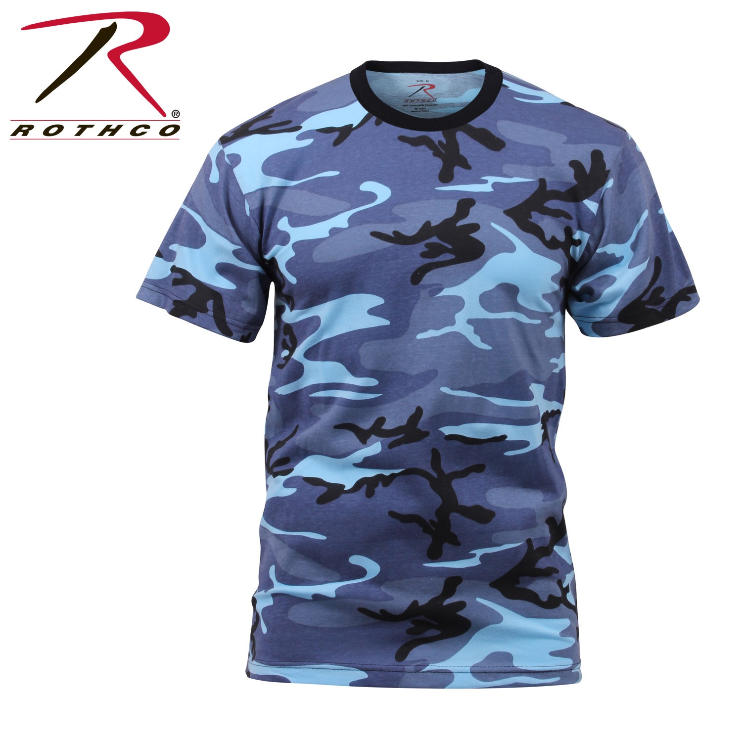 Sky Blue Camo T-Shirts Tagless Cotton Poly Blend Large6788-L