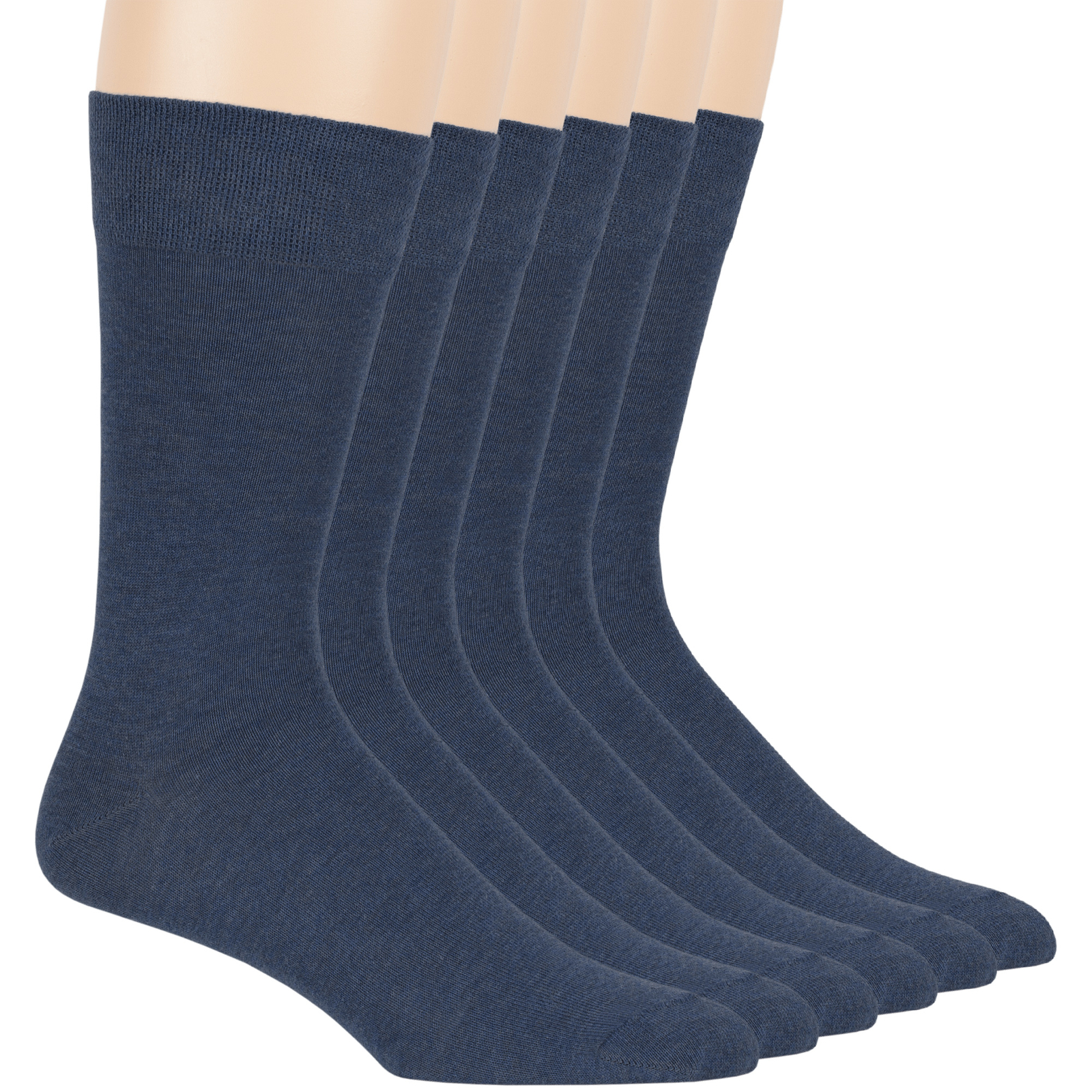 Men’s Cotton 6 Pack Dress Business Casual Soft Crew Socks Large 10-13 Light Navy