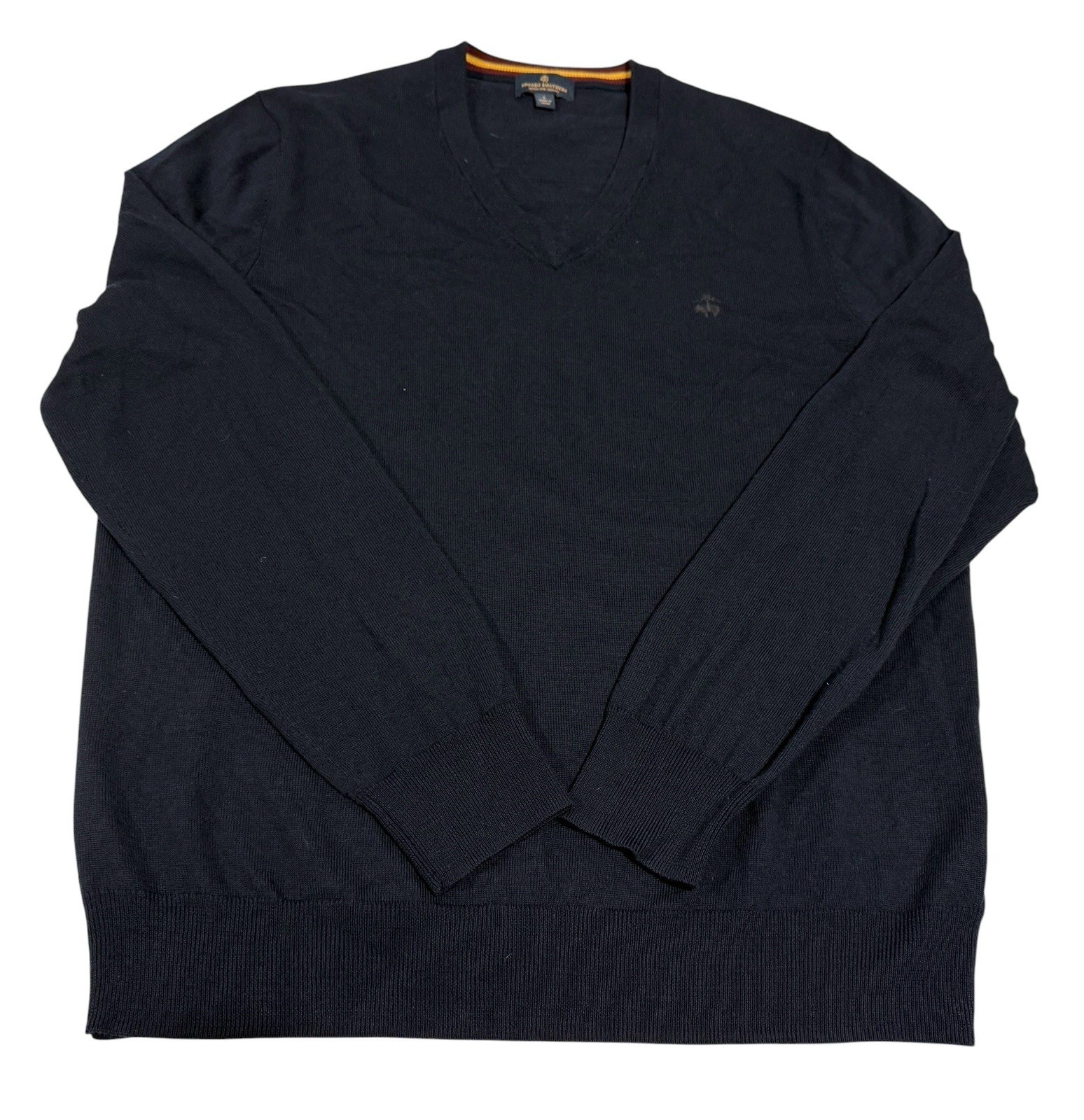 Brooks Brothers Sweater Men’s Large Navy 100% Extra Fine Merino Wool Long Sleeve