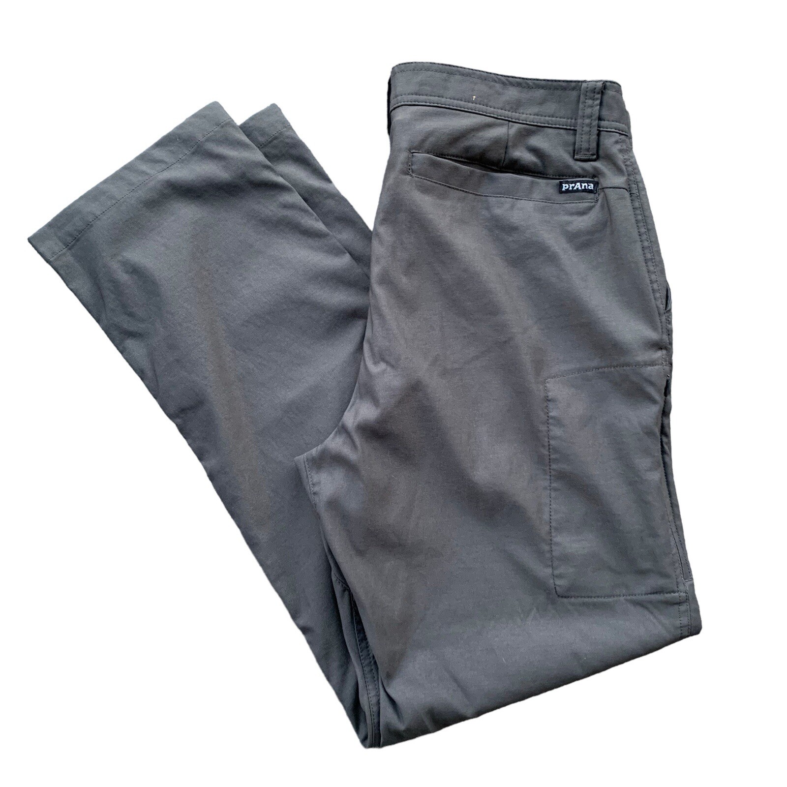 Prana Alameda Men’s 34×30 Slim Fit Gray Nylon Stretch Straight Leg Casual Pants