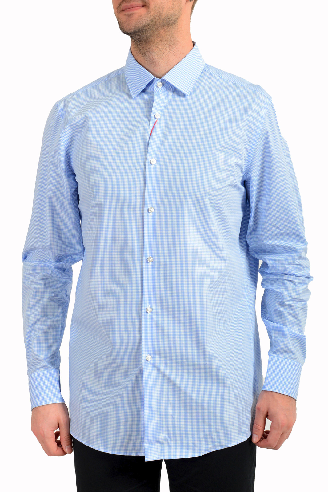 Hugo Boss Men’s “Mabel” Sharp Fit Multi-Color Plaid Long Sleeve Dress Shirt