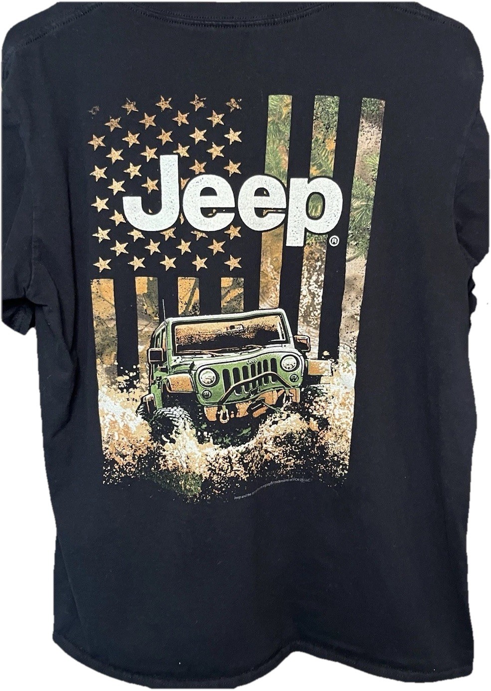 Jedco Jeep Wrangler Graphic Tee With Flag Short Sleeve T-Shirt Mens Size Large