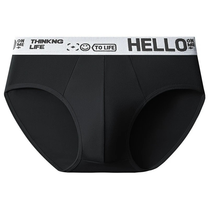 Men’s Briefs Sexy Low Rise Underwear Letter Solid Elastic Soft Cotton Size L-4XL
