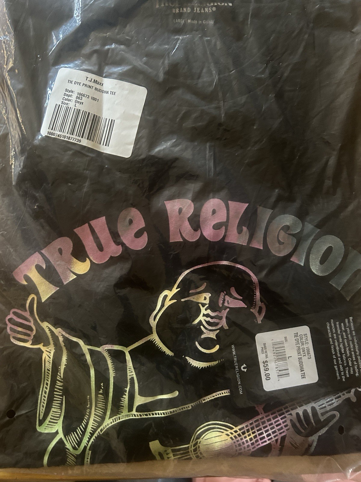 TRUE RELIGION REAL DEAL BUDDHA Onyx Designer T-shirt 🔥 Men’s Size Large *Rare*