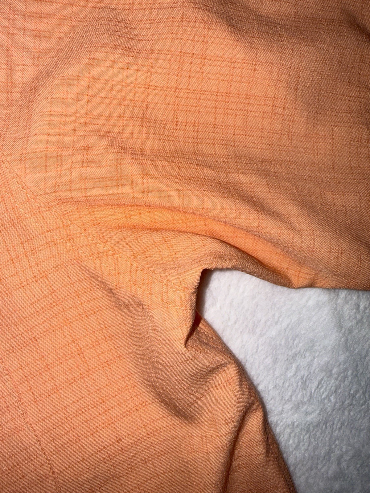 Haggar Luxury Microfiber Camp Shirt Men’s Medium Peach Coral Short Sleeve