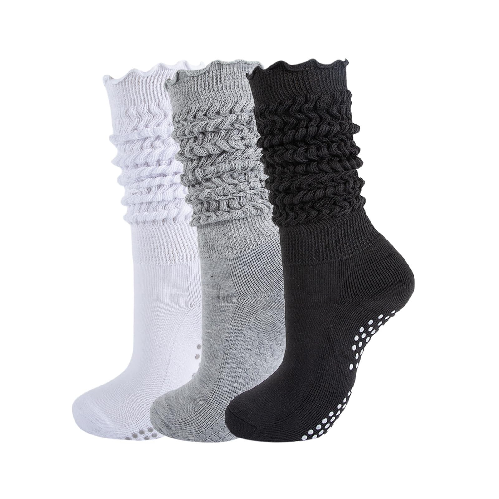 Slouch Ruffle Socks Warm Winter Non Slip Scrunch Knee High Stacked Boot Socks…