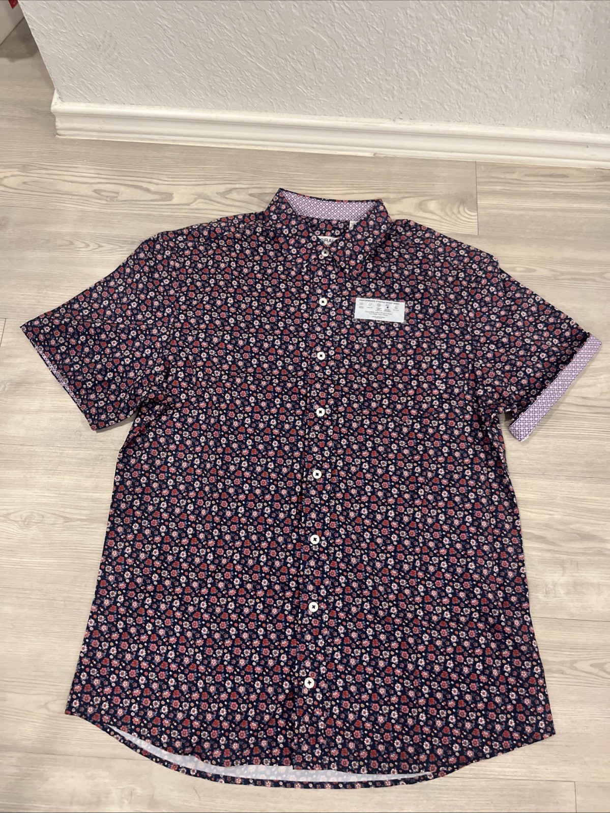 Nick Graham Everywhere Stretch Modern Fit Short Sleeve ButtonDown Shirt Medium