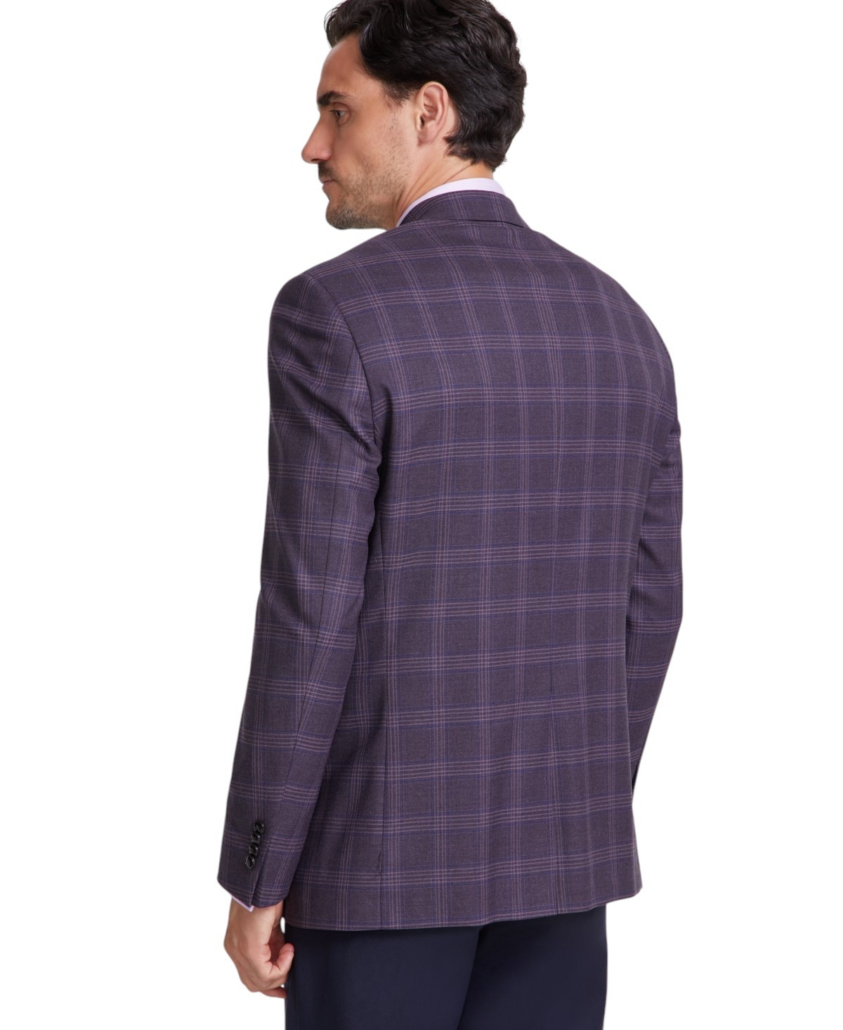 Michael Kors Men’s Classic-Fit Blazer Sport Coat 44 L Burgundy Plaid