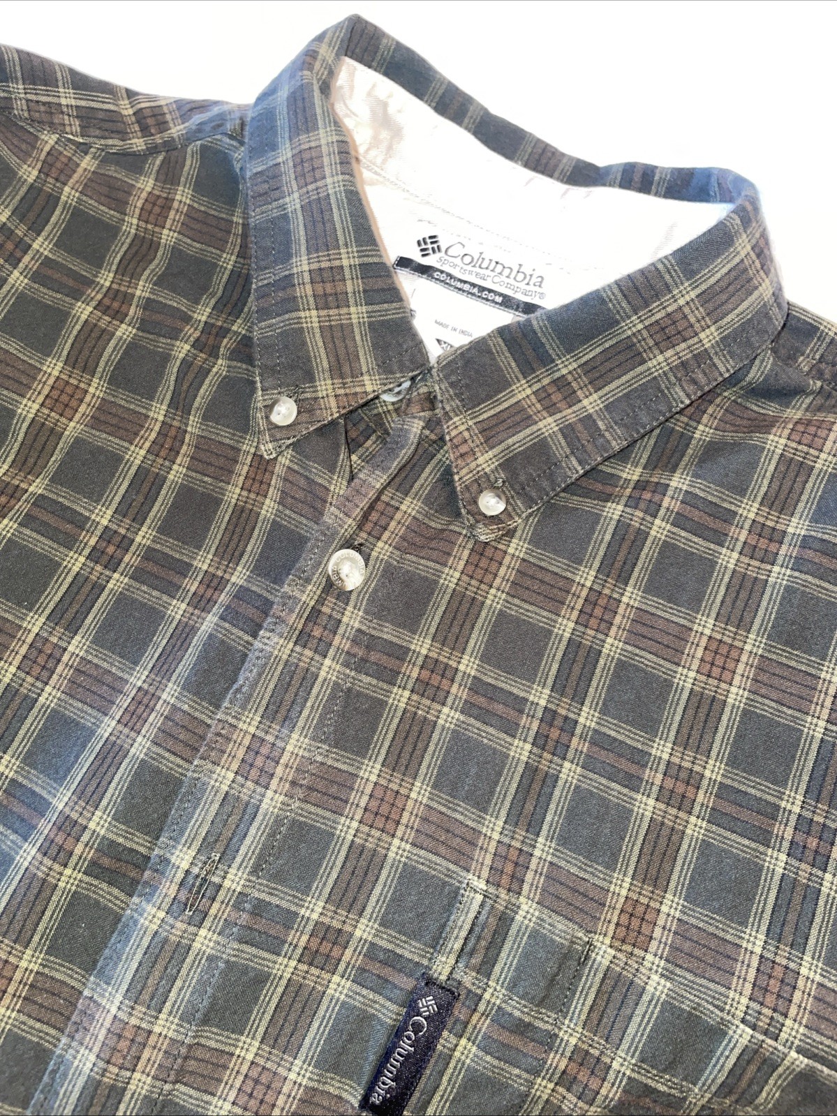 Columbia Plaid Button-Down Shirt with Front Pocket XL