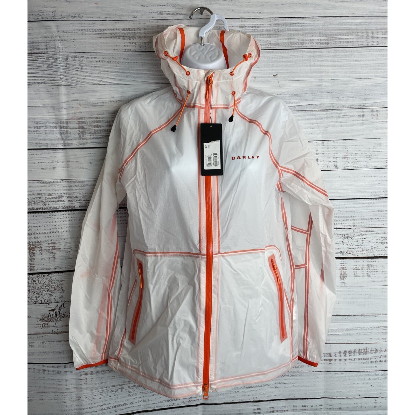 Oakley Translucent Skyline Shell Mens Sz XS Jacket Clear Orange