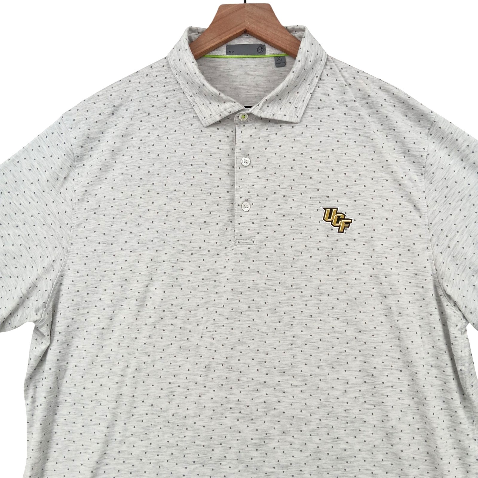 Tasc Performance Polo Shirt Mens XL Gray UCF Knights Polka Dot Performance Golf