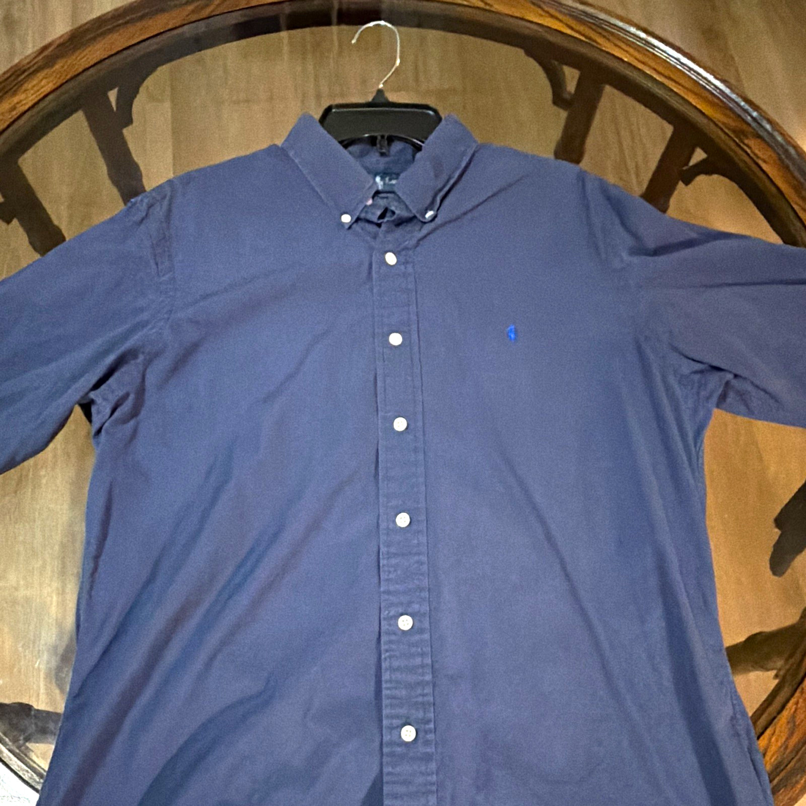Ralph Lauren Custom Fit Men’s Blue Solid Long Sleeve Button-Down Shirt L