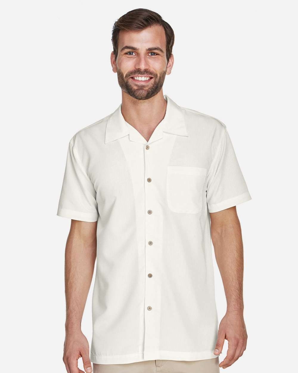 Harriton Men’s Barbados Textured CUBAVERA STYLE Button Down Camp Shirt S – 3XL