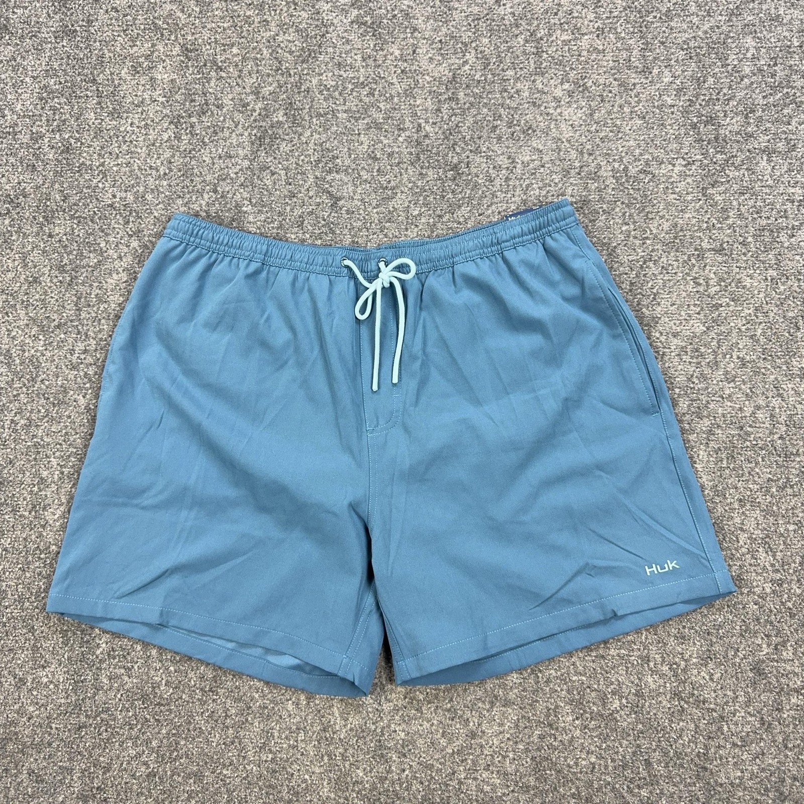 Huk Swim Shorts Mens XL Blue Above Knee Mesh Lined Drawstring 5.5 Inseam