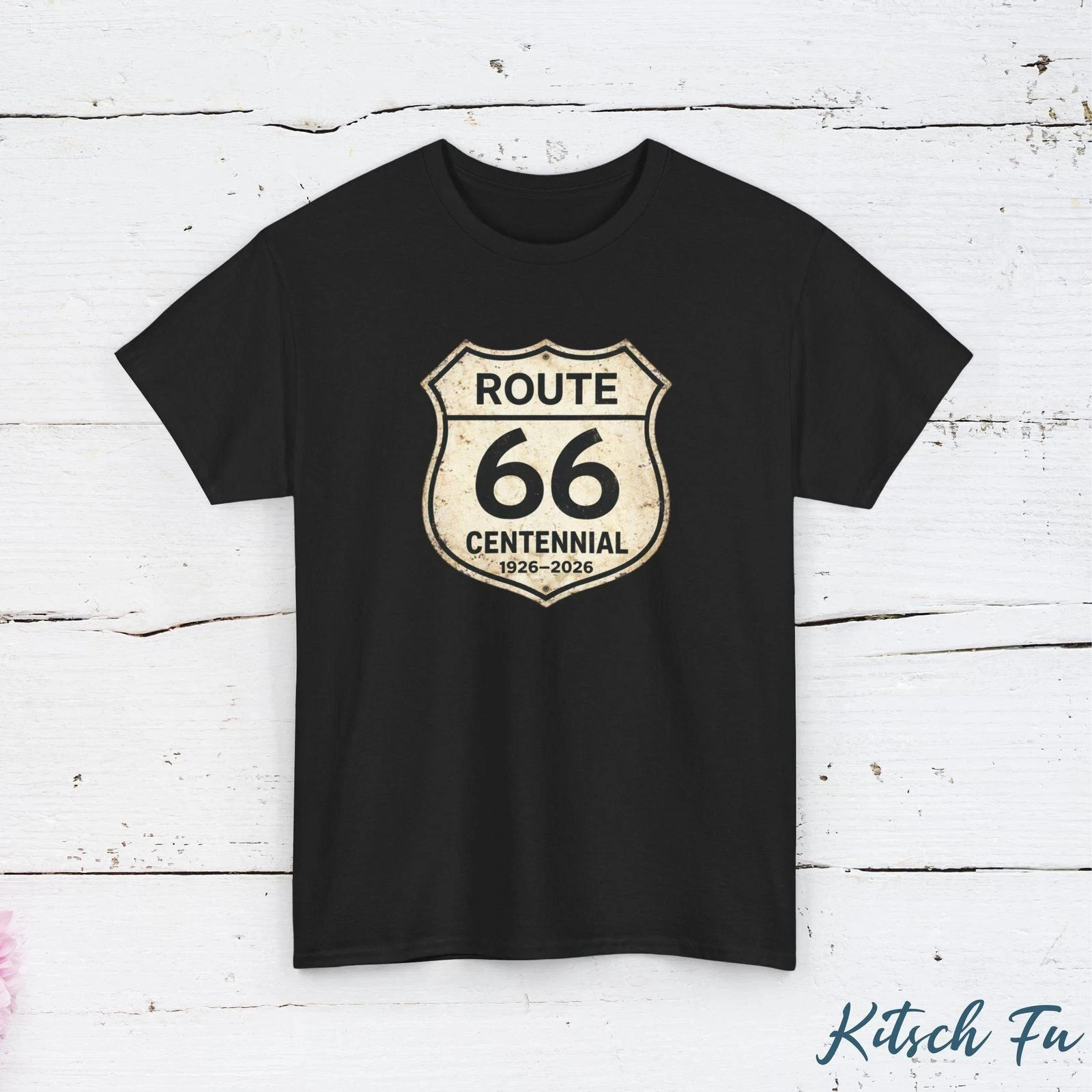 Route 66 Centennial T Shirt, Historic Road Sign Americana