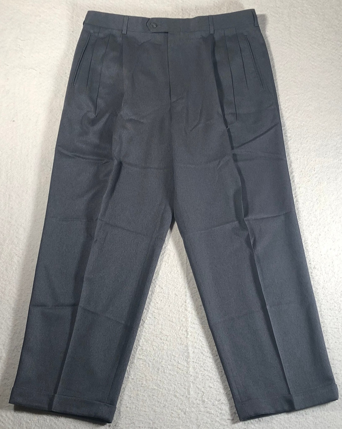 VTG Levis Slates Dress Pants Pleated Original Fit 100% Dacron Dk Gray Marl 36×29