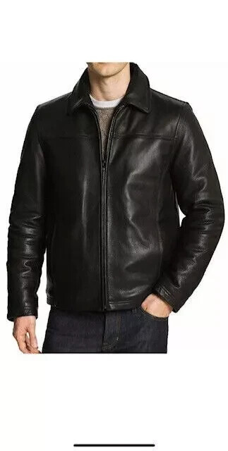 Cafe Racer Biker Leather Jacket Black & Brown Soft Skin Genuine Leather