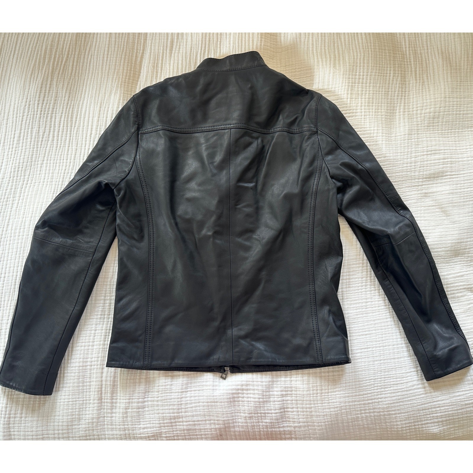 Michael Kors Men’s Black Leather Jacket 100% Lambskin Biker Moto Racer S Small