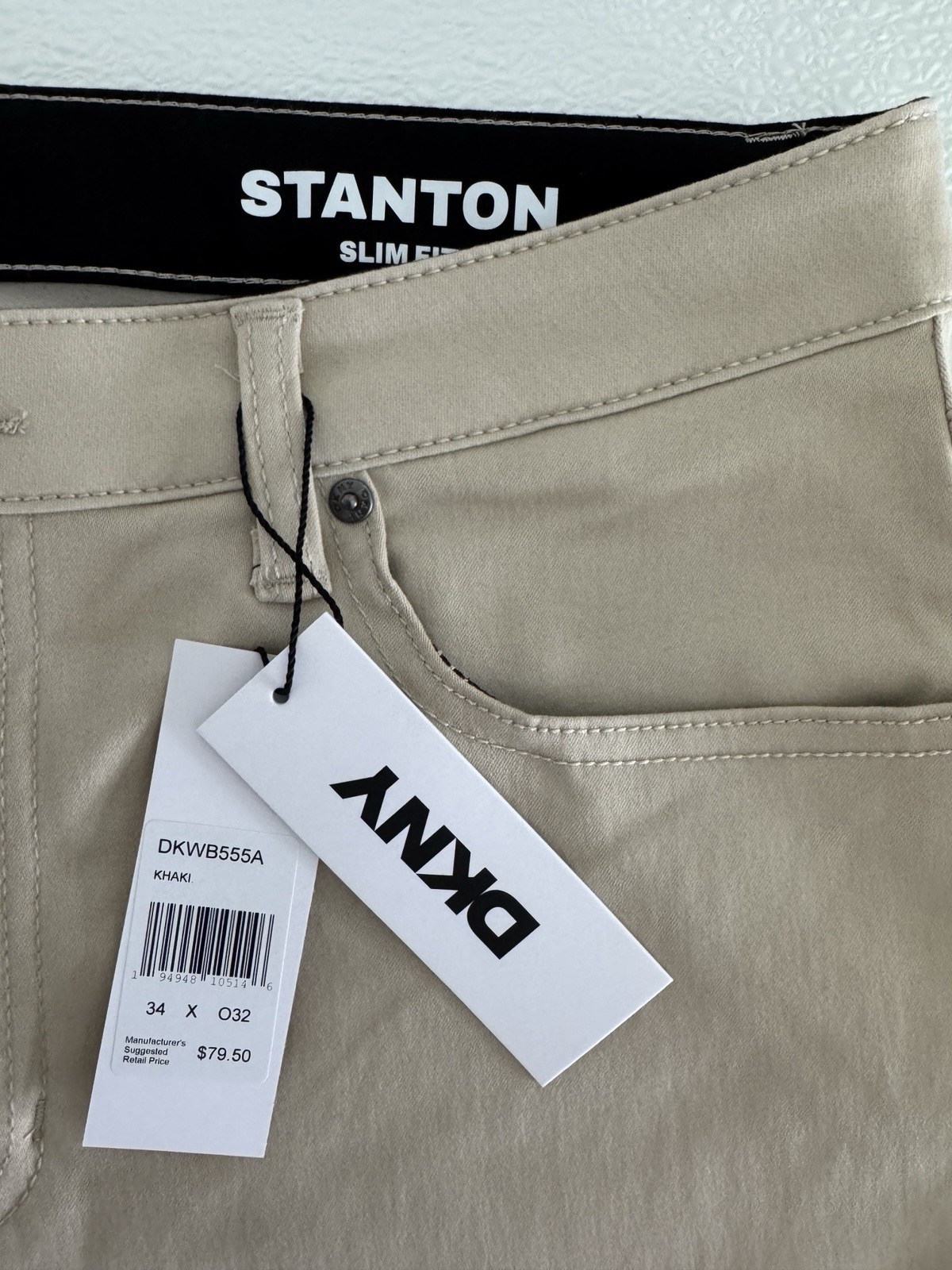 NWT DKNY Mens Two Way Stretch Pants Stanton Slim Fit 32 33 34 36 38 Khaki Tan S4