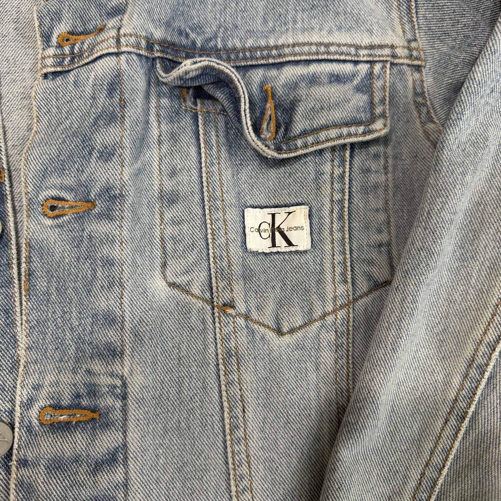 Calvin Klein Jeans Men’s Denim Jacket L Blue Button Pockets