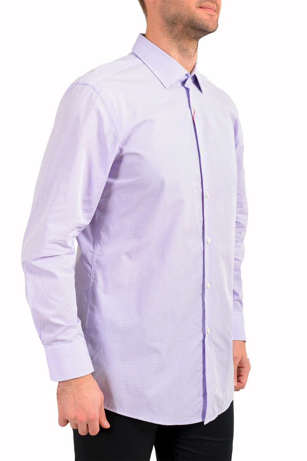 Hugo Boss Men’s “Mabel” Sharp Fit Multi-Color Plaid Long Sleeve Dress Shirt
