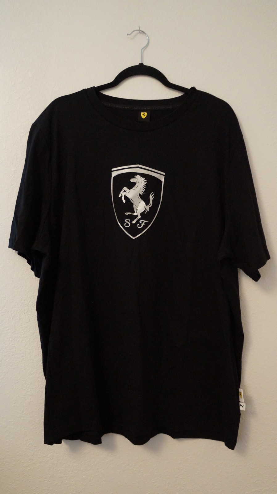 Men’s Puma Scuderia Ferrari Black Tonal Shield Tee racing size XXL #020