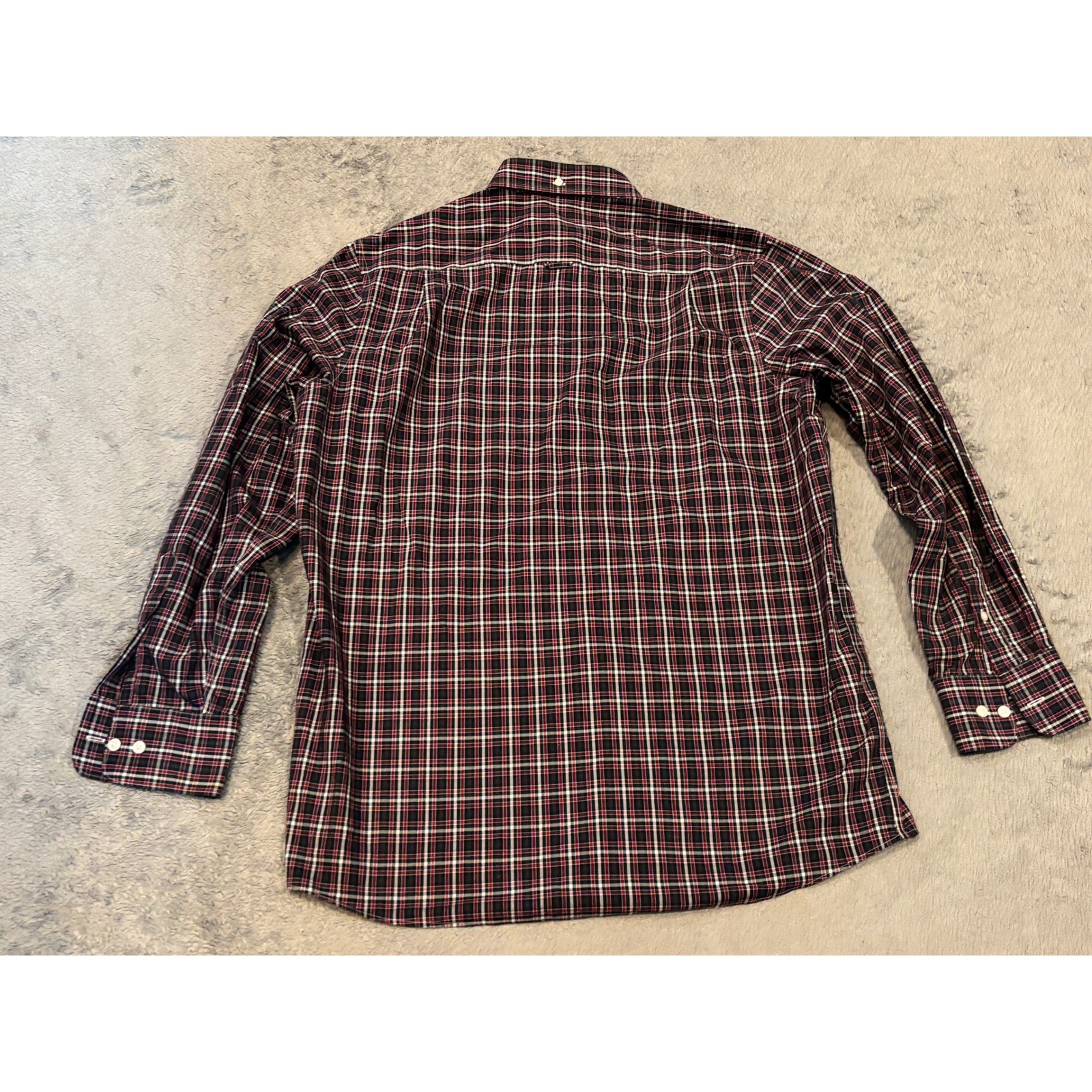Nordstrom Mens Shop Smartcare Plaid Shirt Regular Fit Red Navy Green Large L