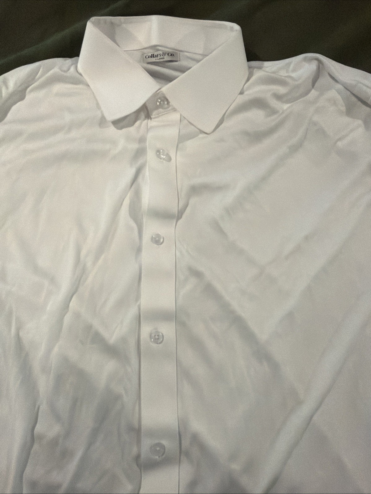 NWOT Collars & Co Mens XL Long Sleeve Solid White Full Button Polo Shirt $108