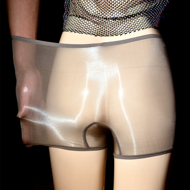 Men Ultra Sheer Oil Shiny Glossy Boxer Briefs Shorts Trunks Underpants Underwear