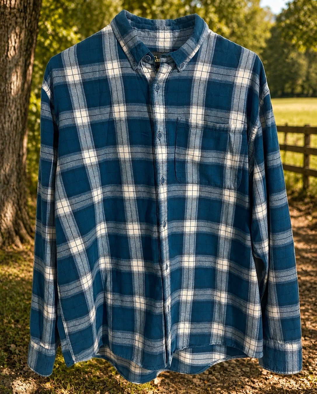 Cabela’s Men’s Plaid Flannel Shirt Large Blue Teal