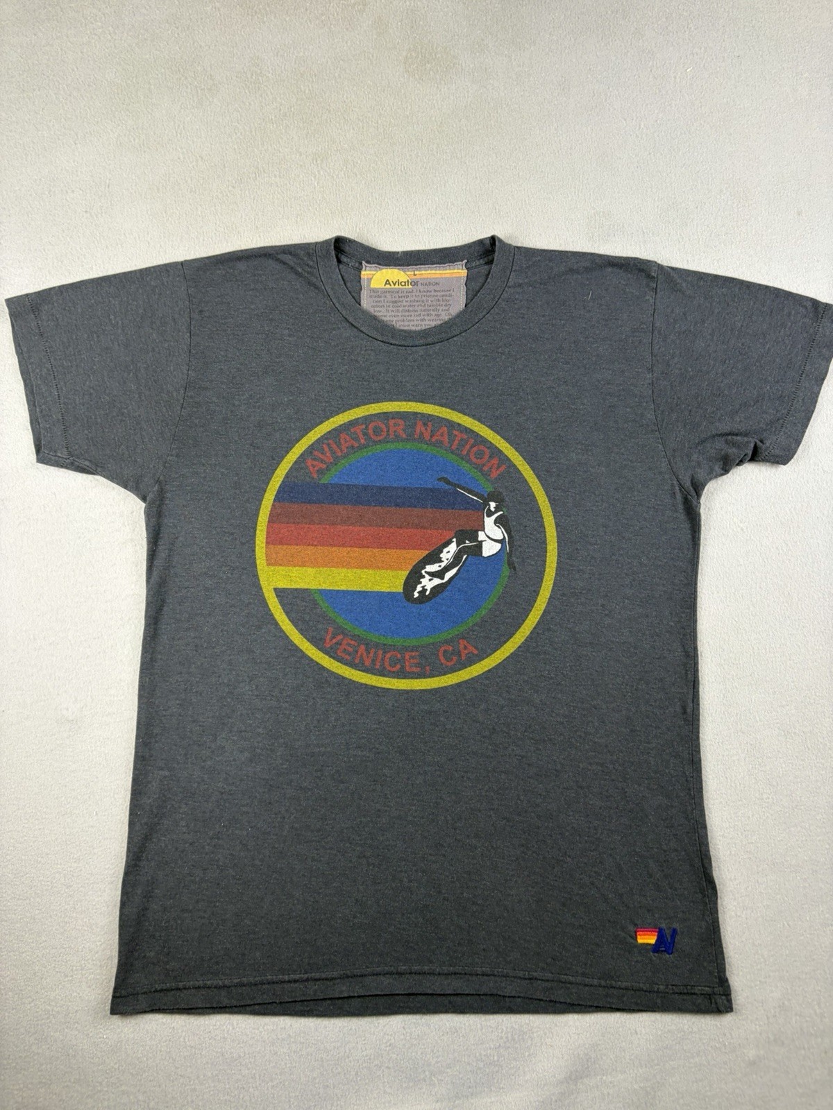 Aviator Nation T Shirt Mens Size Large Gray Short Sleeve Venice Beach California