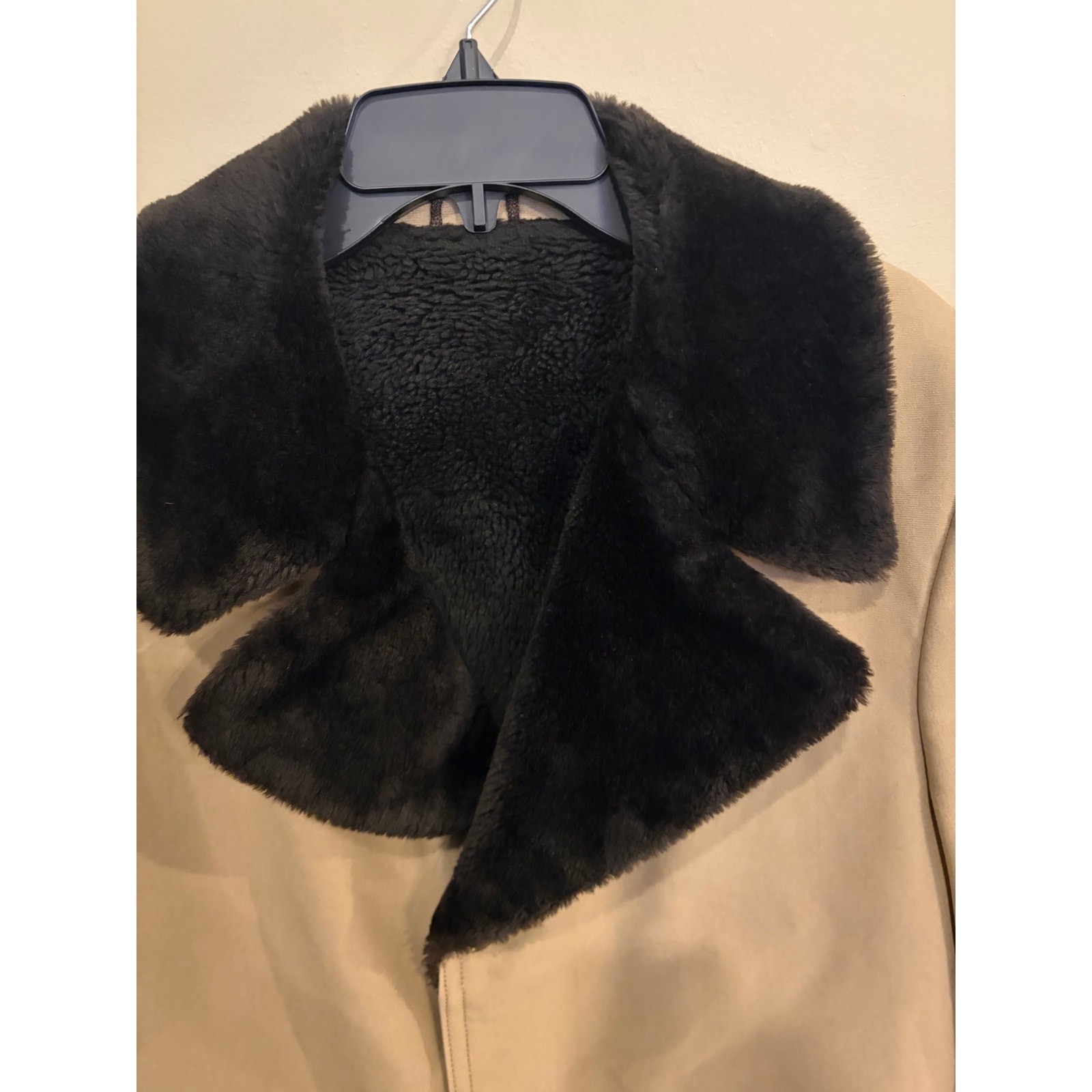Vintage Sears The Men’s Store Khaki Tan Faux Fur Collared Trench Coat Size 42R L