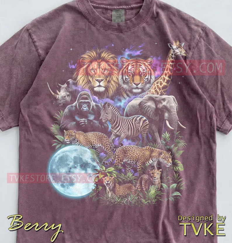 Safari Wildlife Lion Tiger Gorilla Africa Comfort Tee